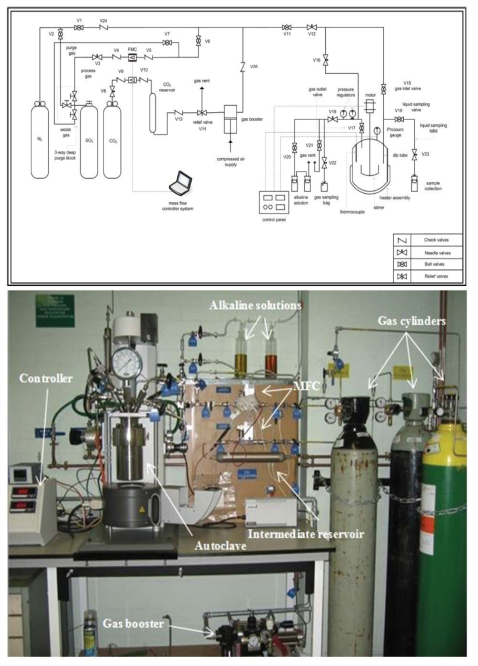 고온고압 CO2 반응기 모식도(위) 및 사진(아래)(Garcia et al., 2014)