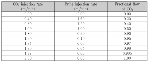 배수공정 실험시의 CO2 주입분율