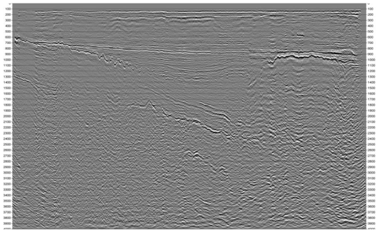 서해 군산분지 2D 탄성파 탐사측선 20CCS-128(동서측선)의 전산처리 단면. 탐사측선 위치는 Fig. 3-1-6