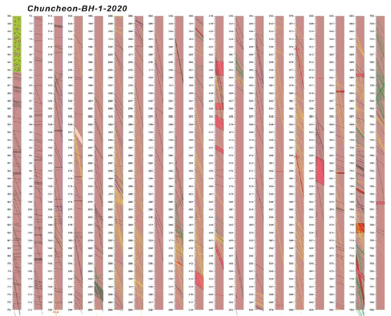 춘천 지질구조 시추주상도(축척 1:100)