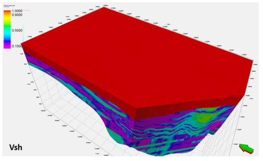 연구 지역 내 3차원 셰일 체적 분포 모델