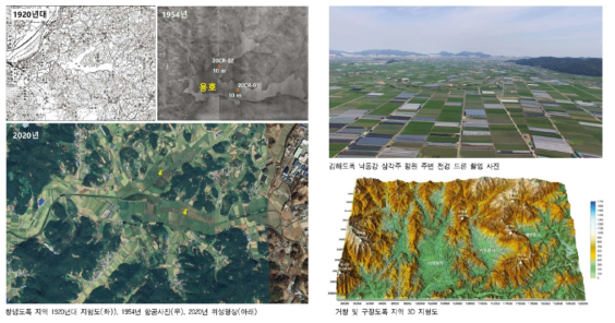 고지도, 항공사진, 드론 영상 및 3D 지형도 기반 환경 해석
