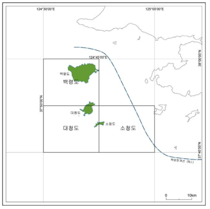 1:50,000 백령도․대청도․소청도 지질도폭의 위치도