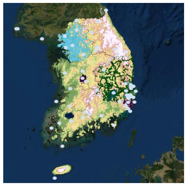 국내 지반정보 DB 분포도 (2020.12 기준)