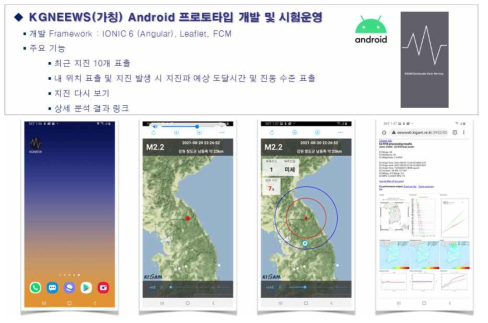 차세대 지진조기경보 알림앱 주요특징 및 프로토타입
