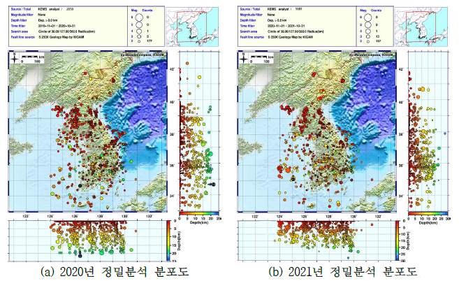 한반도 1차 정밀분석 분포도