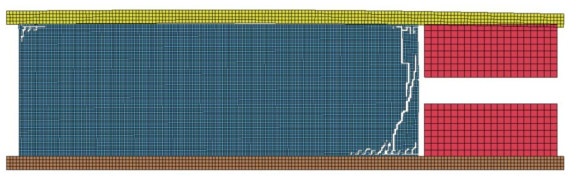 상하부 인장균열의 진전 (△h= 1 m, L= 32 m, 경과시간 = 150 ms)