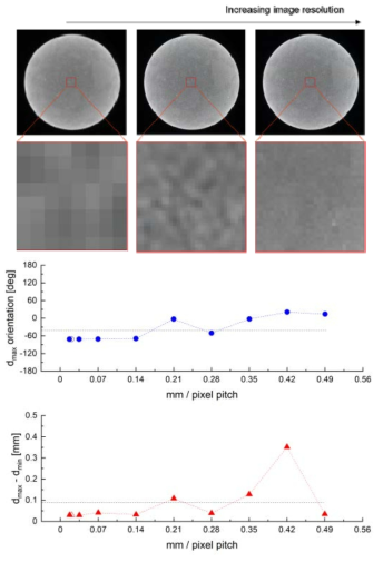 Effect of image resolution on core deformation analysis result