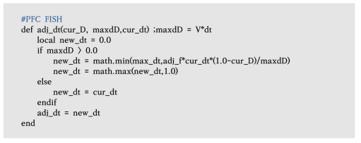 Adaptive time-step determination implemented using PFC FISH