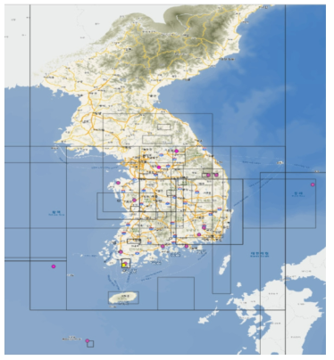 구축 데이터의 공간적 분포 (연구보고서 추출 데이터 일부)