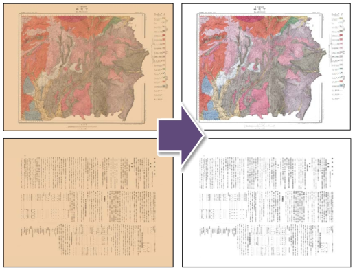 조선지질도(하응동) 스캔 이미지 색상보정 결과