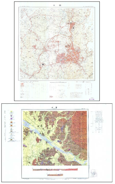 지형도, 지질도 등 도면 스캔 결과