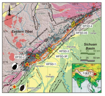 Locations of the six WFSD boreholes (Xu and Li, 2019)