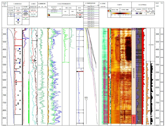 Summary of borehole geophysical logs obtained from DFDP-2B wellbore (GNS Science, 2015)