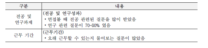 현재 연수생 인터뷰 정리: 채용 시 중요한 평가요소