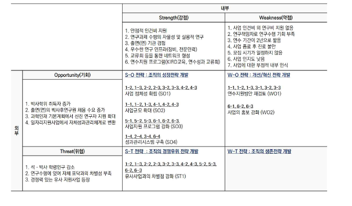 SWOT 분석 및 전략 방향 도출