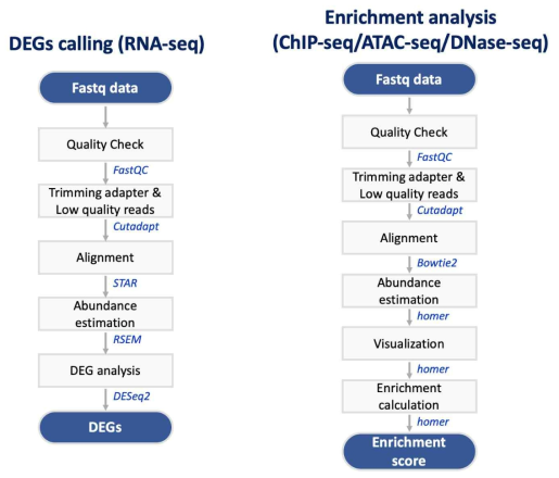 RNA-seq, ChIP-seq 등의 NGS 데이터 분석을 위해 구축된 파이프라인