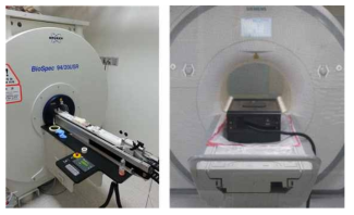 MRI 장비와 연동. Bruker BioSpec 9.4T (좌) Siemens Skyra 3T (우)