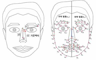 얼굴심리인식 SW를 위한 얼굴 비대칭성 특징 추출 설명도