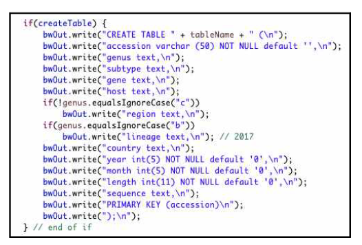 수집된 서열 빅데이터로부터 자동으로 MySQL 데이터베이스 입력화일 필드명 자동 생성