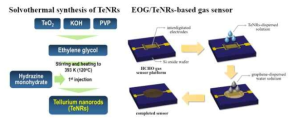 텔루륨-그래핀 기반 포름알데하이드 가스 센서 제작 모식도