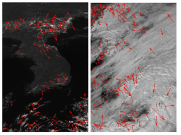 위성 영상을 이용한 구름 운동 벡터 계산: 맑은 날과 흐린 날