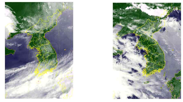 구름 운동 벡터 예측에 사용한 위성 영상