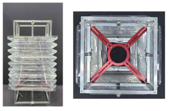 열차폐막 구조 프로토타입과 분리형 큐브위성을 결합한 형상(전개 상태)