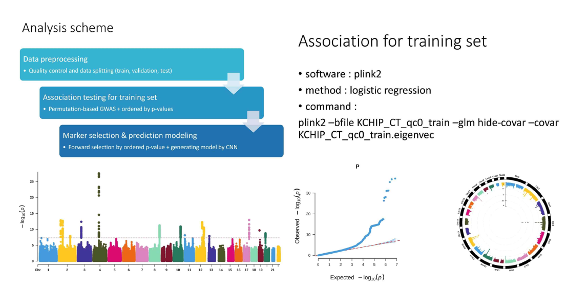 분석방법, GWAS 결과 및 qq-plot (질병청)