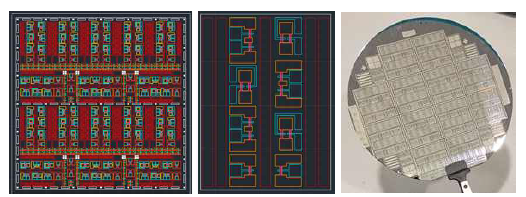 stack channel 삼진 소자 기반 상보 단위회로 제작을 위한 Photo-mask design 및 4inch wafer에 제작된 결과 사진