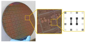 inch wafer 상 test pattern 제작 결과 및 삼진로직소자와의 연결 사진