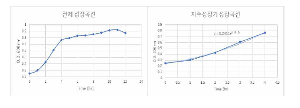 분리배양된 Klebsiella pneumoniae종의 생장곡선