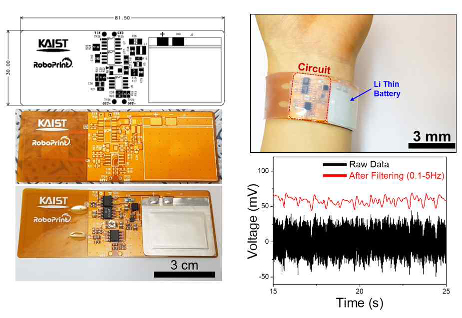 제작된 FPCB 패치 및 생체 신호 측정