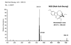 MALDI mass spectrum of Voa (voacangine, m/z 369.21)