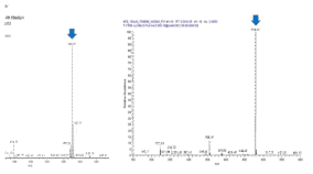 MALDI-MS/MS spectrum of APZ (right)