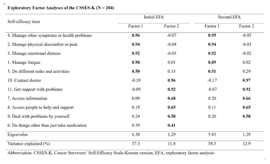 CSSES-K 요인분석 결과