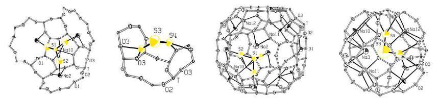 불균화반응을 통해 다양한 전하를 갖는 황이 도입 된 Na-A의 구조