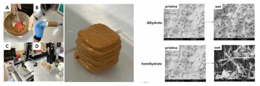 전통소재 3D 프린팅 시편 제작 및 석고 수화에 따른 결정 구조 분석