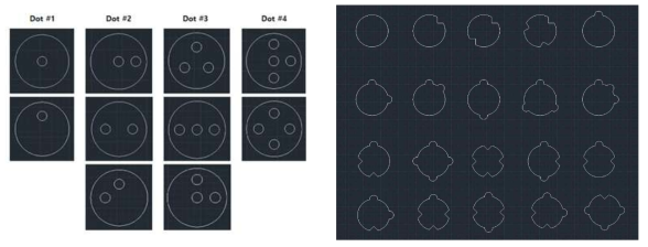 (좌) Through hole code DISK 입자 (우)Multiplex를 위한 20종 DISK 입자 제작