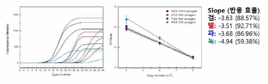 Porogen size에 따른 PCR 효율