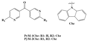 본 연구 대상인 carbazolyl-bispyridinyl-methanone 분자의 화학적 구조