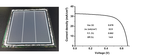 마이크로그리드전극과 bus-bar가 도입된 유리기판 기반의 대면적 CIGS 박막 태양전지 결과