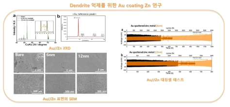 Dendrite 억제를 위한 Au coating Zn 연구