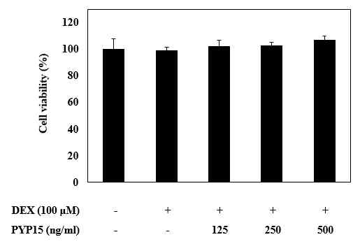 방사무늬김 peptide 5는 500 ng/ml의 농도까지 cytotoxicity를 나타내지 않았다