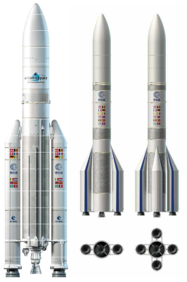 Ariane 5와 Ariane 6 발사체(좌:A62, 우:A64)