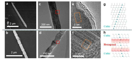 Single crystalline SiC nanowire 와 Stacking fault를 포함하는 SiC 나노와이어 TEM 구조 분석