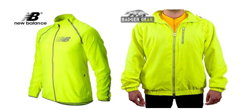 New Balance社의 Glow Beacon Jacket(좌) 및 Badger Gear社의 360 LED Safety Jacket(우)