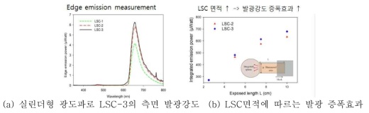 발광층과 실런더형 광도파로를 포함하는 측면 광전달 광도파로 개념도