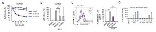 FADS 저해제를 처리했을 때, 세포사멸, lipid peroxidation, DPPH 분석