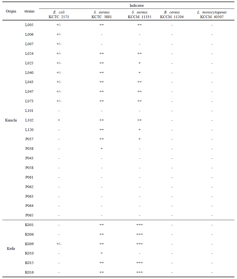 Antimicrobial activity of candidates isolated from fermented foods